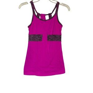 Athleta XS Pink Athletic Tank Top With Striped Accents & Built-In Bra